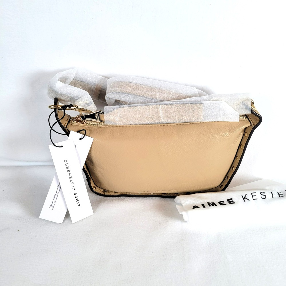 Aimee Kestenberg Women Hamilton Studded Crescent Crossbody Bag Size OS Camel